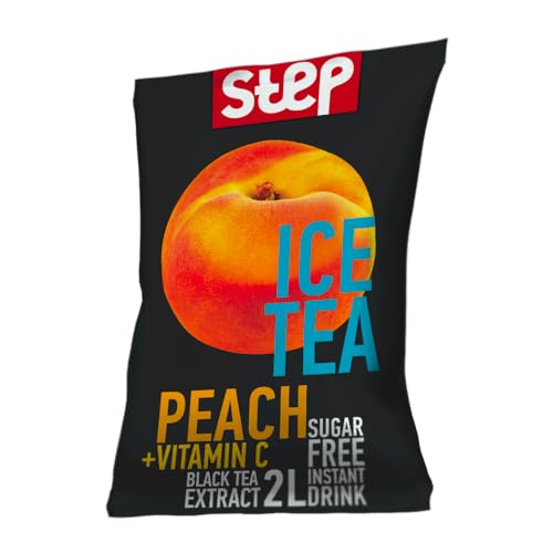 STEP Ice Tea - Eistee Pfirsich | Schwarzer Tee | Zuckerfreies Instant Getränkepulver | 24er Packung á 2L | Frutti Getränkepulver - vegan, kalorienarm, Vitamin C, aromatisiert von Kendy