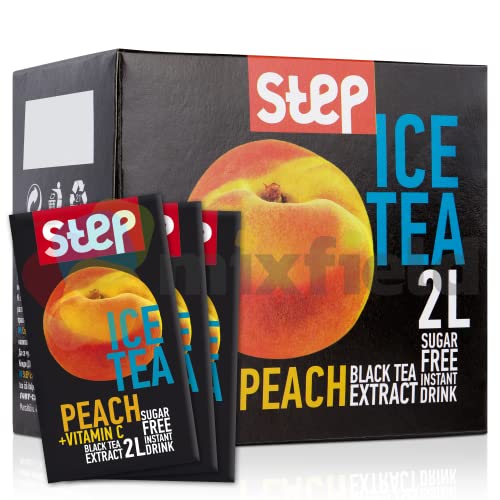 STEP Ice Tea - Eistee Pfirsich | Schwarzer Tee | Zuckerfreies Instant Getränkepulver | 24er Packung á 2L | Frutti Getränkepulver - vegan, kalorienarm, Vitamin C, aromatisiert von Kendy