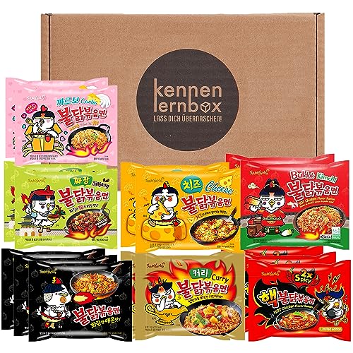 Kennenlernbox 16er Instant Nudeln Set | Koreanische Hot Chicken Ramen 16er Mix zum Probieren (Kompatibel mit Samyang) von Kennenlernbox