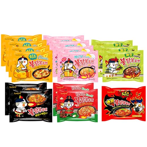 Kennenlernbox 16er Instant Nudeln Set | Koreanische Hot Chicken Ramen 16er Mix zum Probieren (Kompatibel mit Samyang) von Kennenlernbox