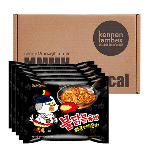 Kennenlernbox 5er Buldak | SAMYANG Hot Chicken Ramen | 5er Pack Buldak schwarz von Kennenlernbox