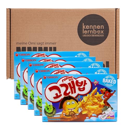 Kennenlernbox | Koreanische 5er MarineBoy-Snackbox | Beliebter Snack aus Südkorea mit Seetang Geschmack von Kennenlernbox