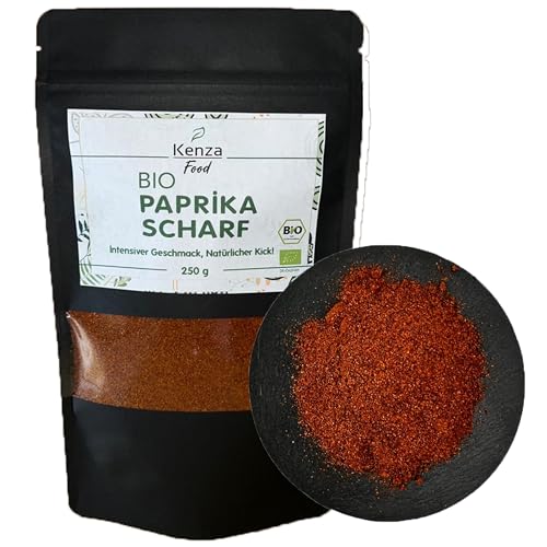 Paprika Scharf gemahlen 250 g | BIO Qualität | gemahlen | Paprikapulver | Intensive Würze für anspruchsvolle Genießer! von Kenza Food