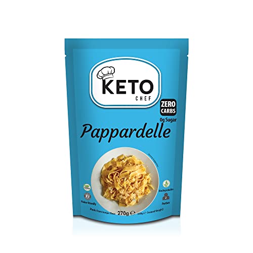 Keto Pappardelle Pasta Instant Nudeln - Konjac Vegan Pasta Kit, Zero Carb & Sugar, Gluten & Fat Free, Geeignet für Veganer, kalorienarme Diätnahrung | Fertig zum Essen (270g) von Keto Chef