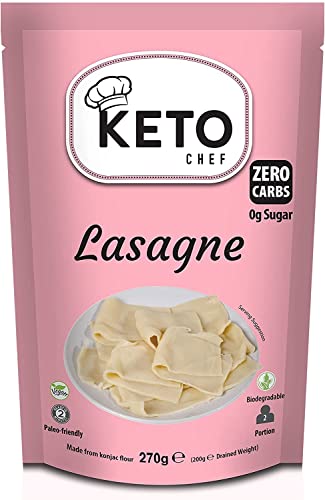 Keto Vegane Lasagne-Nudelblätter, Konjac Slim Pasta, enthält keine Kohlenhydrate, Fett und Zucker, hergestellt aus glutenfreiem Mehl, paleofreundlich | kalorienarm (270 g) von Keto Chef