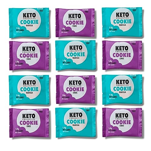 Keto Collective Keto Cookies I 1,5g Netto-Kohlenhydrate I 30g x 12 I Keto Snacks I Zuckerminder I Mit echter Butter zubereitet I Hoher Ballaststoffgehalt I Kohlenhydratarme Snacks, Glutenfreie Kekse von Keto Collective