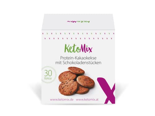 KetoMix Protein kekse | Eiweiß Snack mit niedrigem Zuckerinhalt | Zuckerfrei Keks (Schokoladenstücken 225 g) von KetoMix