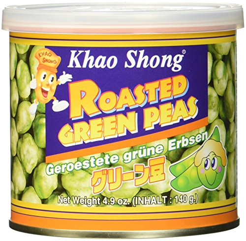 Khao Shong Geröstete grüne Erbsen mit Wasabi, knackige Erbsen im scharfen Teigmantel, fettärmere Alternative zu Nüssen, mittlere Schärfe, 8 x 140 g Dose von Khao Shong