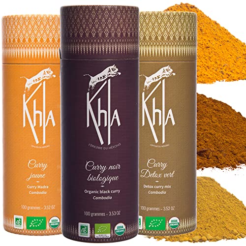 Khla - Bio Curry Trio Box - Gelber Curry, Schwarzer Curry & Grüner Curry Detox von Khla