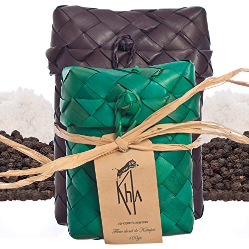 Khla - Duo Schwarzer Pfeffer & Fleur de Sel de Kampot Bio - Pfefferkörner & Salz 2x 100g von Khla