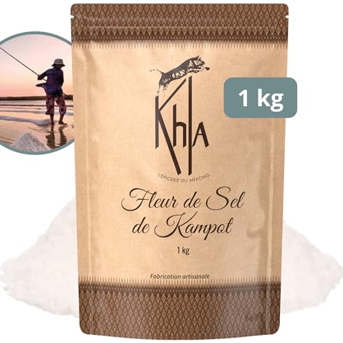 Khla - Fleur de Sel Salz aus Kampot 1 kg -100% Natürliches Meersalz - Küchengewürzzutat - Direkt vom Hersteller - Graues Salz - Gourmet Meeres Salz Keltisches - Herkunft Kambodscha von Khla