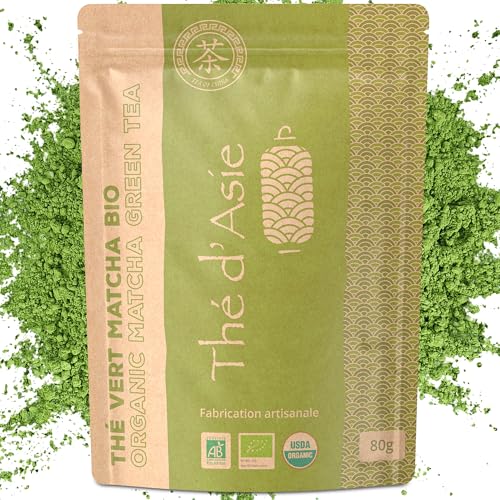 Khla - Matcha Tee Pulver Bio 80 g - Premium Ceremonial Matcha - Wiederverschließbarer Beutel - Grüner Tee - Mild & Pflanzlich - Asiatischer Tee - Kräutertee & Infusion - Kalt oder Heiß von Khla