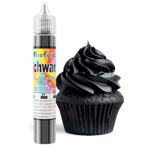 Lebensmittelfarbe - 30ml Hochkonzentriert Lebensmittelfarbe Flüssig, Lebensmittel Farbe für Kuchendekoration, Kunsthandwerk Einfärben, Airbrush, DIY Seifen (Schwarz) von Kicofood