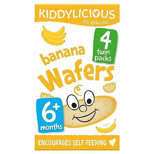 Kiddylicious Banana Wafers Gluten- und Milchfreier Kinder-Snack, geeignet für 6+ Monate, 4 x 4 g von Kiddylicious