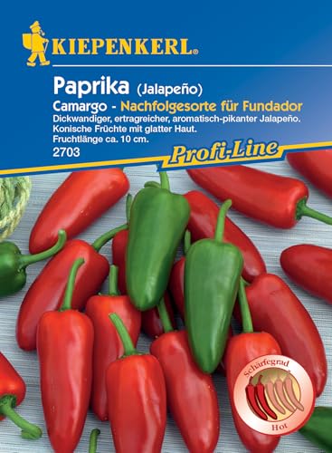 Kiepenkerl Profi-Line Jalapeñosamen Camargo 2703 - Ertragreiche Sorte - Aromatisch-pikant - Fruchtlänge ca. 10 cm - Gemüsesamen, Samen Gemüse, Saatgut von Kiepenkerl