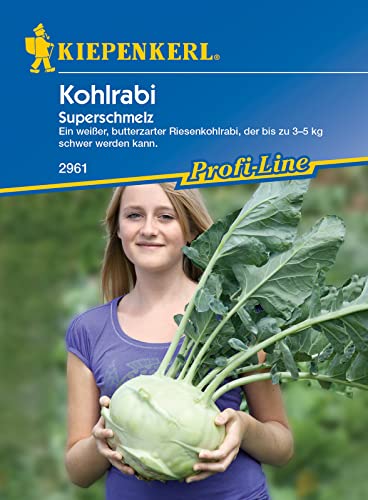 Kiepenkerl 2961 Kohlrabi Superschmelz, ein weißer butterzarter Riesenkohlrabi, bis zu 3-5 kg schwer, sehr zart und vorzüglich im Geschmack von Kiepenkerl