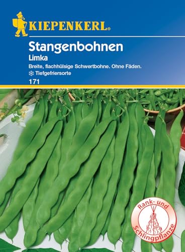 Kiepenkerl Stangenbohnensamen Limka 171 - Mittelfrühe, weißsamige Schwertbohne mit 22-24cm langen und 2 cm breiten Hülsen - Saatgut, Gemüsesamen von Kiepenkerl