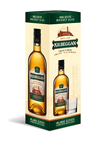 Kilbeggan Traditional Irish Whiskey + Tumbler Glas | mit einem Hauch von Sherry | 40% Vol | 700ml Einzelflasche von Kilbeggan