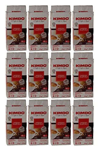 Kimbo Espresso Napoletano (12 x 250 g, 3 kg, 100% Arabica Kaffeebohnen, Espresso, Instantkaffee, gemahlen, Espressomaschine, dunkel geröstet, Südeuropa, ohne Allergene) von Kimbo