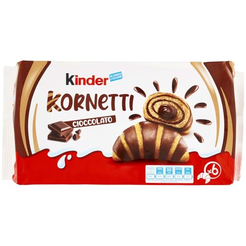 Ferrero Kinder Kornetti Cioccolato Cornetti Mit Schokolade Gefüllte Croissants Packung mit 252g, jede Packung enthält 6 Croissants von Kinder