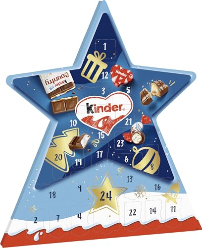 Ferrero kinder Mix Stern Adventskalender – Adventskalender mit leckeren Schokoladen-Spezialitäten – 1 Kalender à 149 g von Kinder