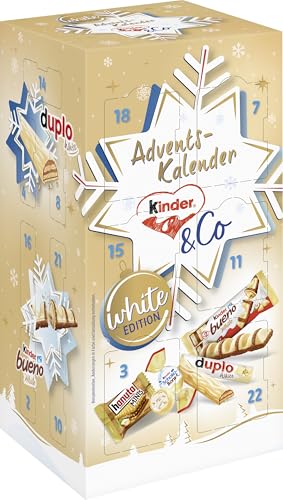 Ferrero kinder and Co. White Adventskalender – Adventskalender mit Schokoladen-Spezialitäten von Ferrero und kinder – 1 Kalender à 263 g von Kinder