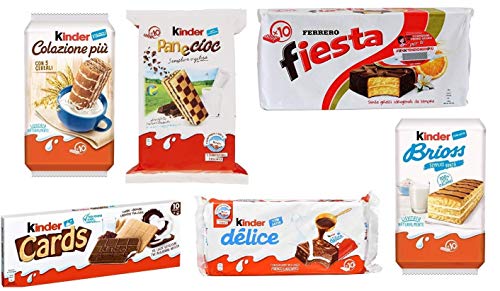 Testpaket Kinder Ferrero Brioss Colazione più Panecioc Delice Snack Karten Fiesta von Kinder