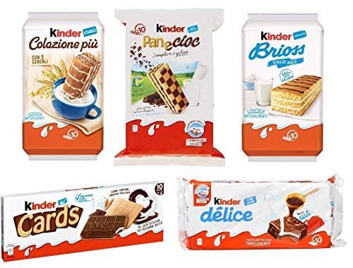 Testpaket Kinder Ferrero Brioss Colazione più Panecioc Delice Snack Karten von Kinder