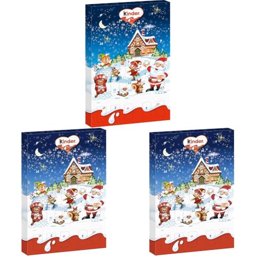 kinder Mini Mix Adventskalender – Adventskalender mit leckeren Schokoladen-Spezialitäten – 1 Kalender à 150g (Packung mit 3) von Kinder