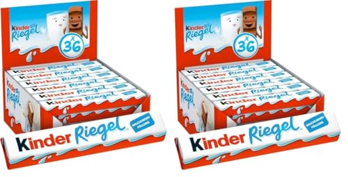 kinder Riegel - 36 Einzelriegel, einzeln verpackte Schokoriegel, zartschmelzende Vollmilchschokolade mit Milchcremefüllung, ohne Farb- und Konservierungsstoffe, 0.76 kilograms (Packung mit 2) von Kinder