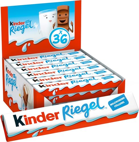 kinder Riegel - 36 Einzelriegel, einzeln verpackte Schokoriegel, zartschmelzende Vollmilchschokolade mit Milchcremefüllung, ohne Farb- und Konservierungsstoffe, 0.76 kilograms von Kinder