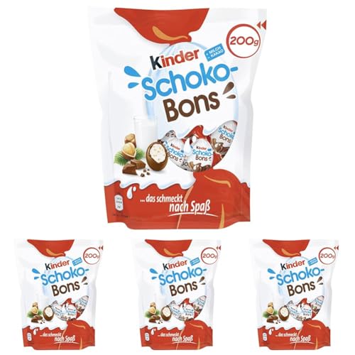 kinder Schoko-Bons – Cremige kinder Schoko-Bons mit Milchcreme und zarter Vollmilchschokolade – 1 Packung à 200 g (Packung mit 4) von Kinder