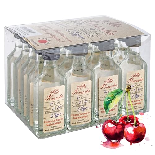 Alte Kirsche Obstbrand - 20 x 20 mL Exquisiter und milder Schnaps, im Holzfass gelagert, 41% - Entdecken Sie den Premium-Genuss der ALTE Linie aus Deutschland! von Kinky Drinks