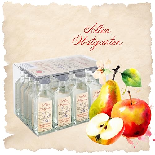 Alter Obstgarten Obstbrand - 20 x 20 mL Exquisiter und milder Schnaps, im Holzfass gelagert, 41% - Entdecken Sie den Premium-Genuss der ALTE Linie aus Deutschland! von Kinky Drinks