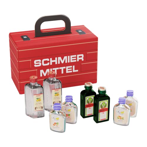 Schmiermittel Alkohol-Geschenk für Männer und Frauen, Geschenkidee im Werkzeugkoffer, 8 Spirituosen, verschiedene Geschmacksrichtungen, Koffer, Werkzeug, Schnaps, Likör, Jägermeister, Marille, Willi von Kintex