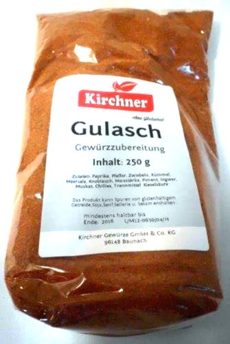 1a Kirchner Gewürze 49618 GULASCH ohne Glutamat --- Klarsichtbeutel 250g von BFYSYO