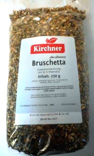 1a Kirchner Gewürze 49706 BRUSCHETTA mit 16% Meersalz ohne Glutamat --- Klarsichtbeutel 250g von FOXCUP