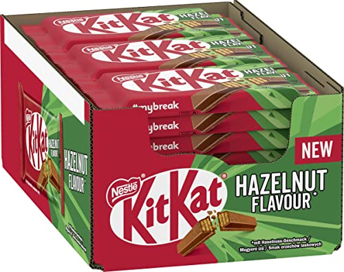 Nestlé KitKat Hazelnut Flavour Schokoriegel, Knusper-Riegel mit Milchschokolade, knuspriger Waffel und Haselnussgeschmack, 24er Pack (24 x 41,5g) von Kitkat