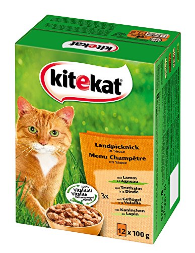 Kitekat Multipack 12x100g Landpicknick in Soße, 1er Pack (1 x 1.2 kg) von Kitekat