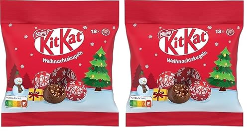 KitKat KitKat NESTLÉ KitKat Schokokugeln, glutenfreie Schokoladen-Kugeln aus zartschmelzender Milchschokolade mit einer Füllung mit Knusperstückchen, 2er Pack (1 x 91g) von Kitkat