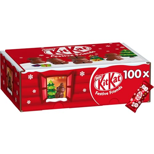 KITKAT Nestlé KITKAT Festive Friends Christmas Variety Pack, Mini-Weihnachtsfiguren aus Milchschokolade, 100 einzeln verpackte Figuren, 1er Pack ( 1x 820g) von Kitkat