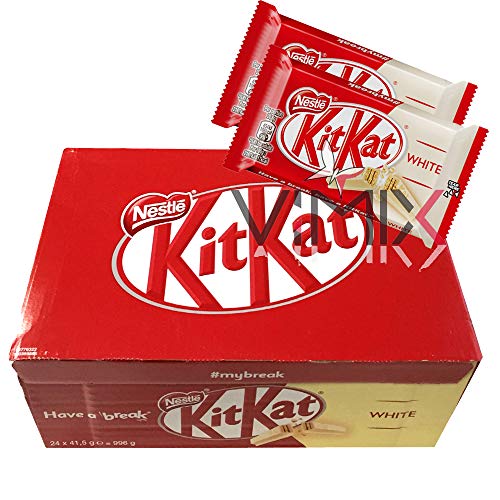 Nestle Kit KAT White Chocolate 4 Finger Bars Full Box 24 x 41,5g Riegel von Kitkat