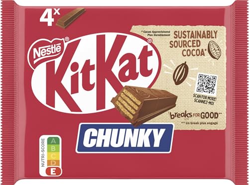 Nestlé KitKat ChunKy Classic Schokoriegel, Knusper-Riegel mit Milchschokolade und knuspriger Waffel, 1er Pack (à 4 x 40g) von Kitkat