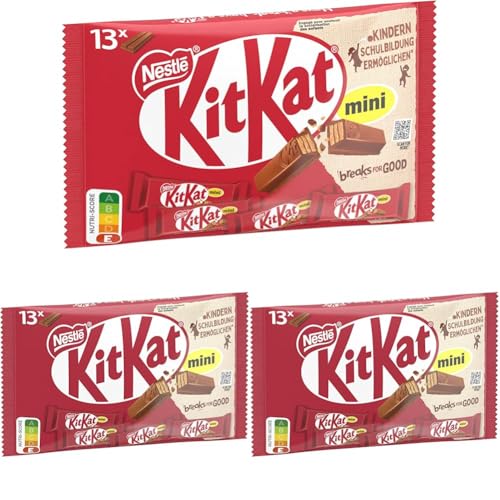 Nestlé KitKat Mini Schokoriegel, Knusper-Riegel mit Milchschokolade & knuspriger Waffel, 3er Pack (1 x 217g) von Kitkat