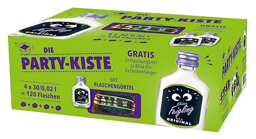 KLEINER FEIGLING Party-Kiste I Feinster Vodka mit fruchtigem Feigenaroma I Der kultige Party Schnaps für jede Feier I inkl. Partyartikel I 120 x 0,02 L I 20% vol I von Kleiner Feigling