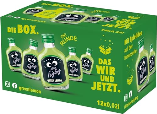 Kleiner Feigling Green Lemon (12 x 20ml) – Feinster Vodka mit spritzigem Limettengeschmack – Der kultige Party Schnaps für jede Feier – Frech, fruchtiger Shot – 15 % Vol. von Kleiner Feigling