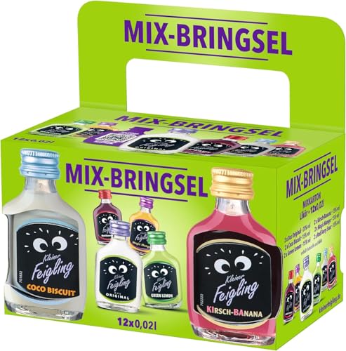 Kleiner Feigling Mix-Bringsel (12 x 20ml) – Der kultige Vodka-Schnaps in 6 fruchtigen Sorten – Frech, fruchtige Shots ideal für unterwegs im praktischen Mix-Paket – 15 % Vol. von Kleiner Feigling