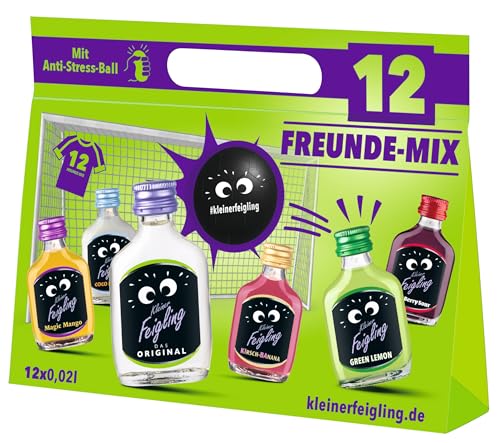 Kleiner Feigling Mix-Paket | 12FreundeMix | Fussball-EM | mit Anti-Stress-Ball | 12 x 20ml |Mit 6 verschiedenen Sorten von Kleiner Feigling