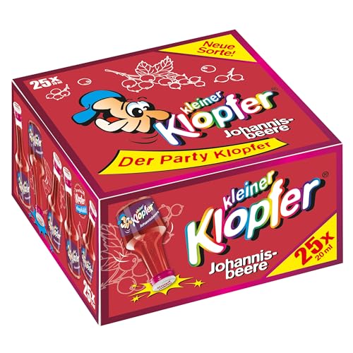 Kleiner Klopfer | Johannisbeer Likör | 25 Kleine Klopfer mit Geschmacksrichtung Johannisbeer | Marken- Spirituosen | Lebensmittelzeitung Top Marke 2023 | 15,2% vol. | 25 x 20ml von Kleiner Klopfer