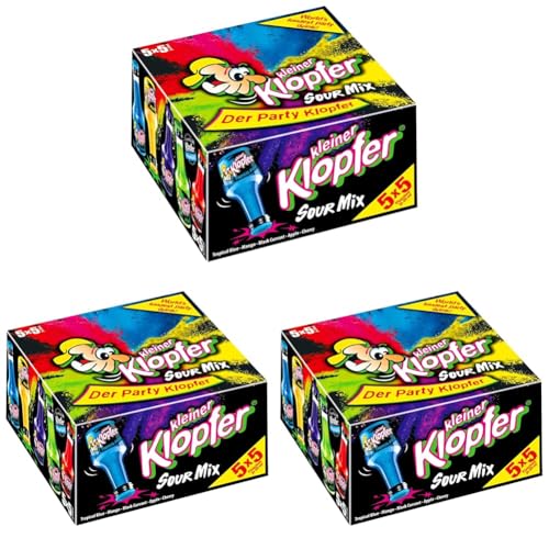 Kleiner Klopfer Sour Mix 25 Liköre in 5 fruchtig-sauren Geschmacksrichtungen Marken-Spirituosen Ausgezeichnet als Top Marke 2023 500 ml (Packung mit 3) von Kleiner Klopfer